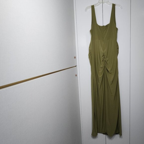 Club L London Maternity Maxi Dress Square Neck with Split Women's Size 12 Olive - Picture 5 of 9
